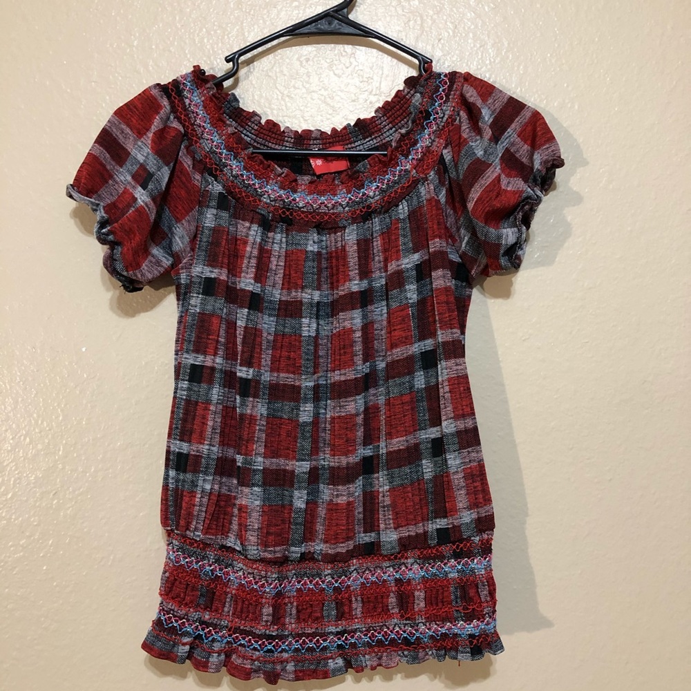 Plaid print top